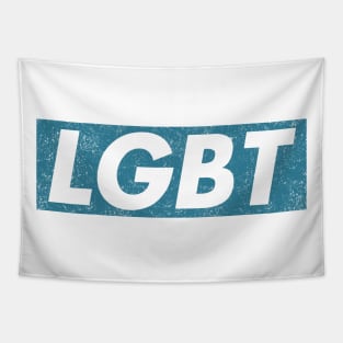 LGBT Blue box logo distressed Tapestry