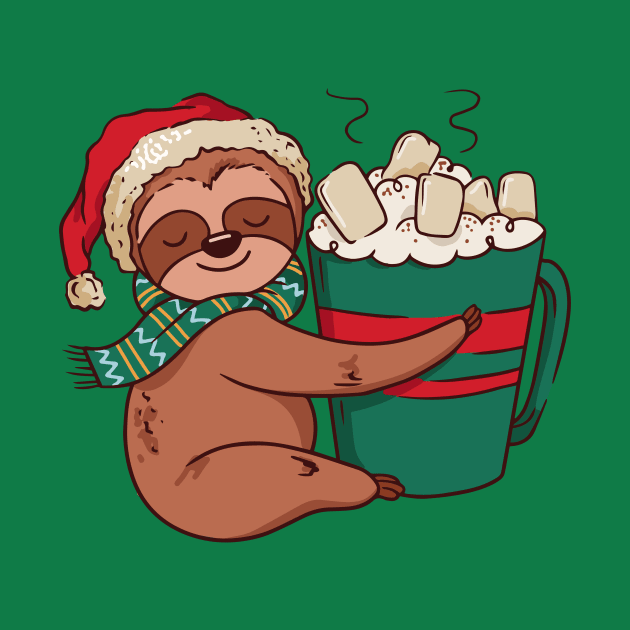 Merry Slothmas // Christmas Sloth with Hot Cocoa by SLAG_Creative