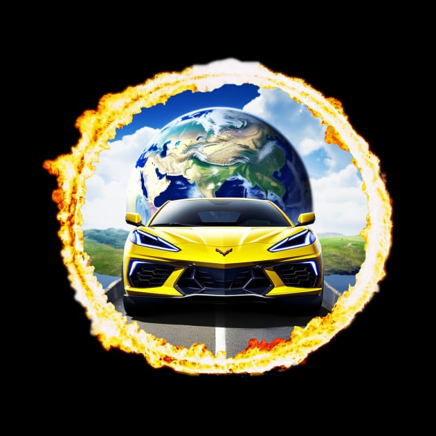 C8 Corvette Ring of Fire Eclipse Super Car Racecar Sports Car Eclipse by Tees 4 Thee