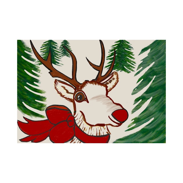 Red nosed reindeer in the woods by MJDiesl