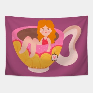 Cute lady in a teacup Tapestry