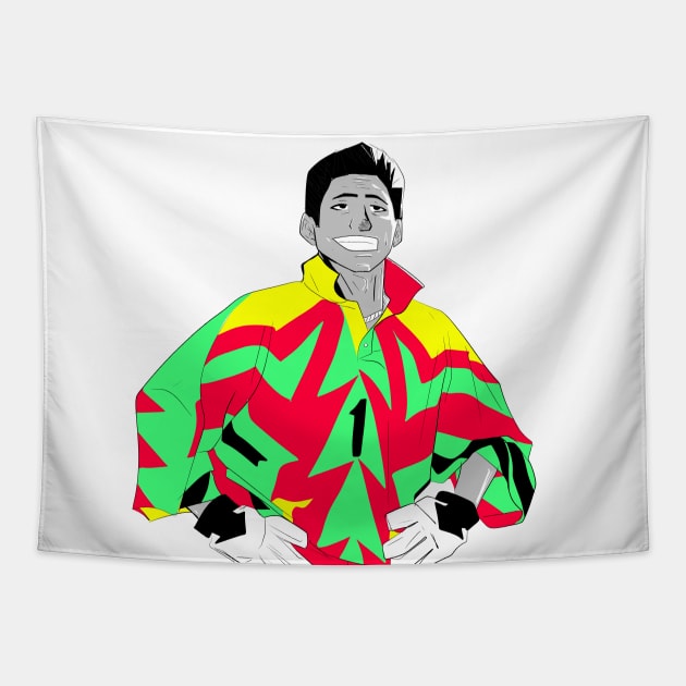 soccer legend, the immortal jorge campos from mexico team Tapestry by jorge_lebeau