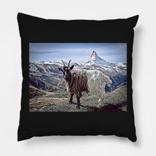 Matterhorn and Goat, Zermatt, Switzerland, Pillow