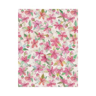 Pink Painted Blossom Pattern T-Shirt