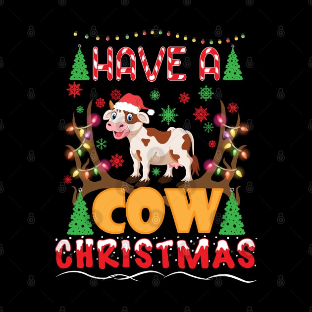 Mooey Christmas Heifers Santa Xmas Lights Cow Lovers by reginaturner