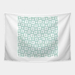 Floral Checker Board - pastel teal green Tapestry