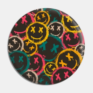 Grunge Smiley Faces Vintage Graffiti Street Art Smiles Pin