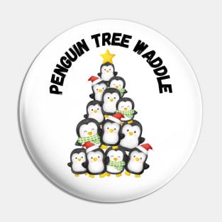 Penguin Tree Waddle, Christmas humor Pin