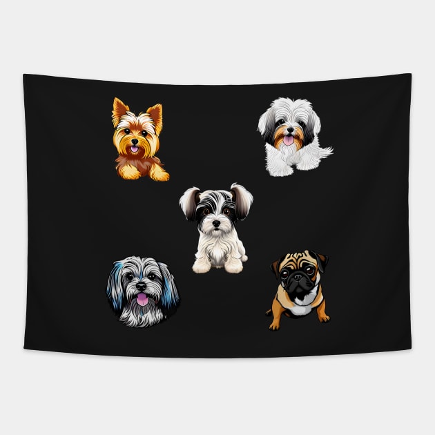Puppy Sticker Pack Tapestry by mikepod