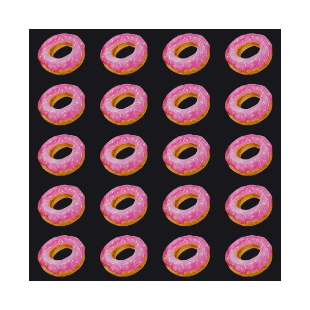 Watercolor donuts pattern - pink and black background by wackapacka