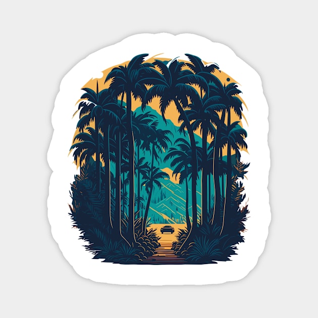 Tropical Sunset and Car Magnet by PasifikTee