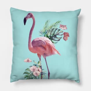 Tropical Flamingo Standing Watercolour Pillow