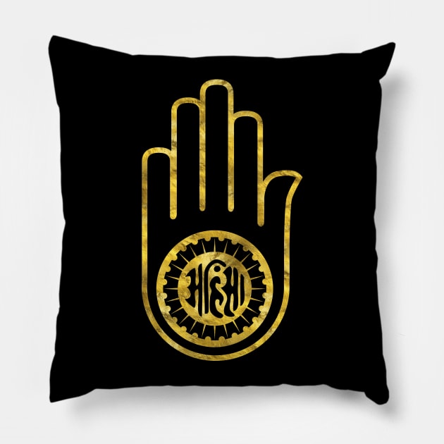 Jain Hand -symbol of Jainism Pillow by Nartissima