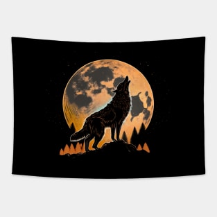 Howling Wolf At The Moon Night Wolf For Wolf Lovers And Moon Outdoors Addicts Tapestry