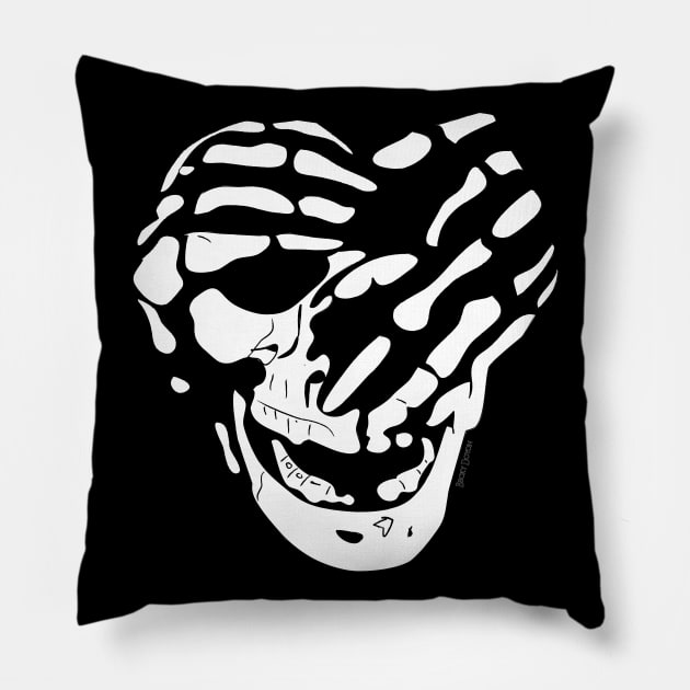 See No Evil Skull Pillow by BeckyDoyon