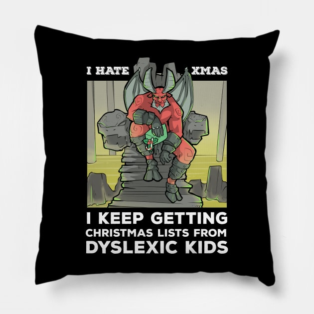 Funny Satan Satanic Santa Claus Christmas Gothic Occult Goth Pillow by TellingTales