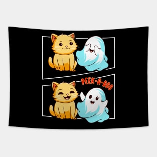 Funny Cat Pun Peek A Boo Men Kids Women Halloween Tapestry