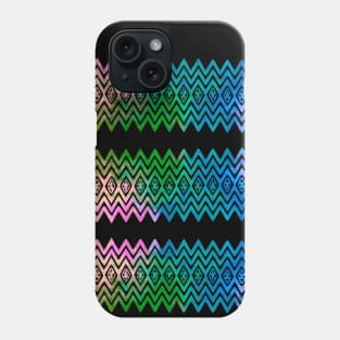 Colourful Zigzag Blue and Green Silhouette Digital Art Phone Case