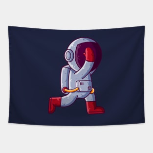 Cute Astronaut Stretching Cartoon Tapestry