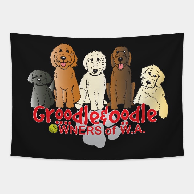 Groodle & Oodle Owners Club (red) Tapestry by PollaPosavec