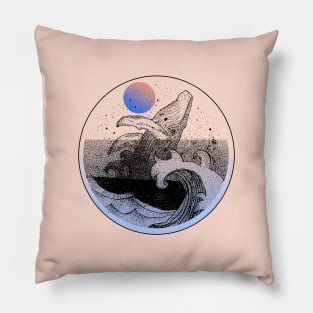 Jumping Whale in the Waves Pillow