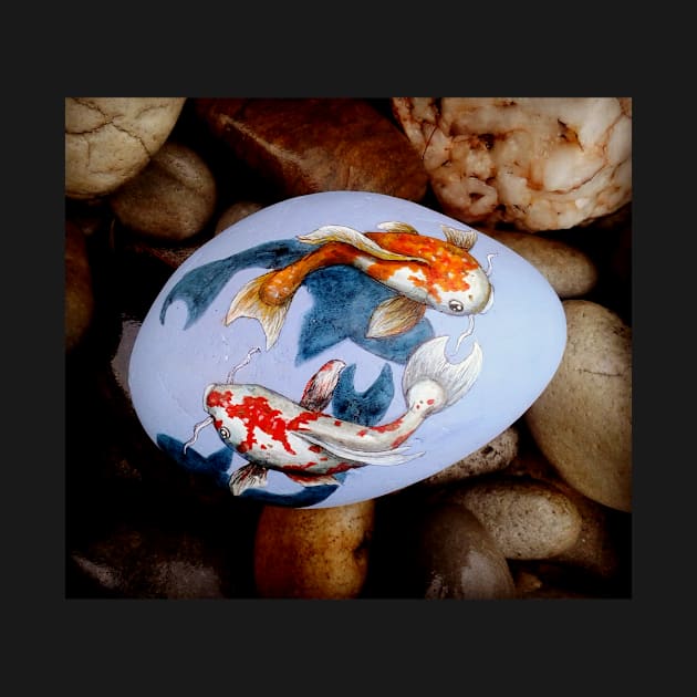 Koi Fish Pisces Rock Art by CuddlyChimera