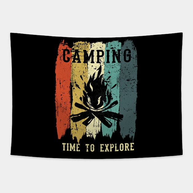 Retro Vintage Campfire t shirt Outdoor Camping Gifts for men women Tapestry by Boneworkshop