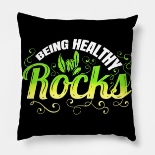 Vegetarian Pun - Being Healthy Rocks - Go Vegan Pillow