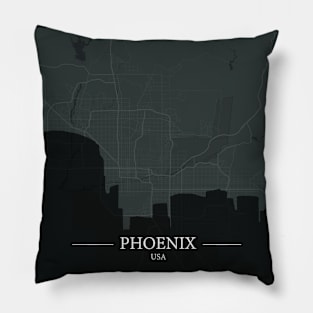 Phoenix city map with silhouette Pillow