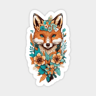 floral fox flowers abstract Magnet