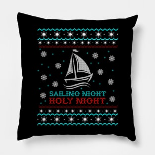 Sailing Ugly Christmas Sweater Gift Pillow