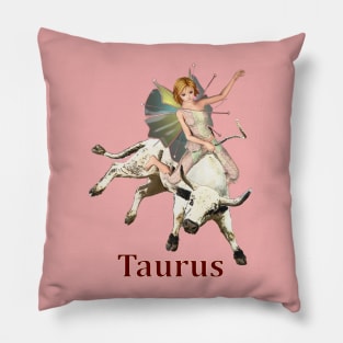 Taurus fairy girl riding a bull T-shirt Pillow