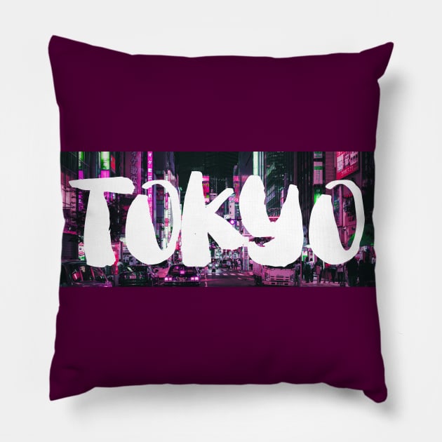 Tokyo City Night View Pillow by FRD ArtDesign