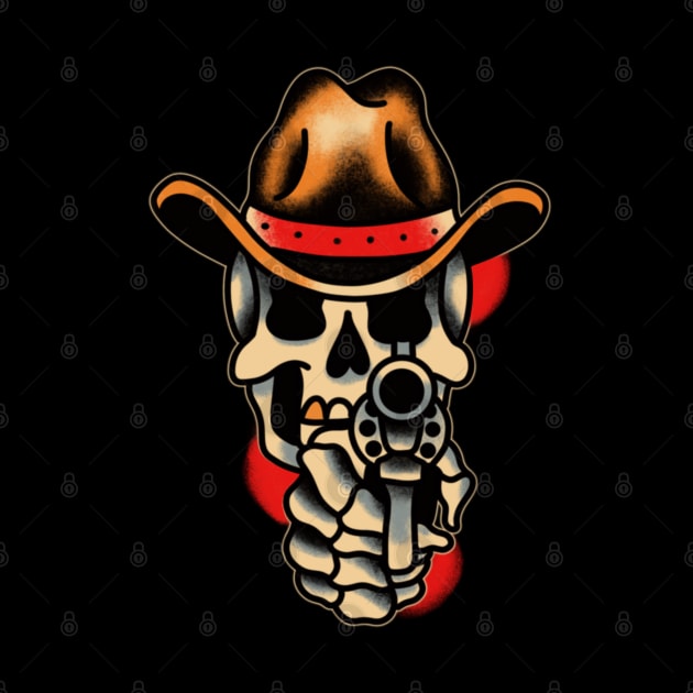Cowboy skull with gun by LEEX337