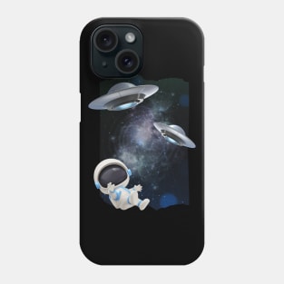 Ufo alien funny cute flying spaceship astronaut moon mars cosmic forest Phone Case