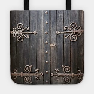 Rustic steampunk antique renaissance castle old door Tote