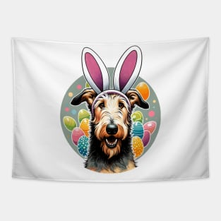 Scottish Deerhound with Bunny Ears Welcomes Easter Morning Tapestry