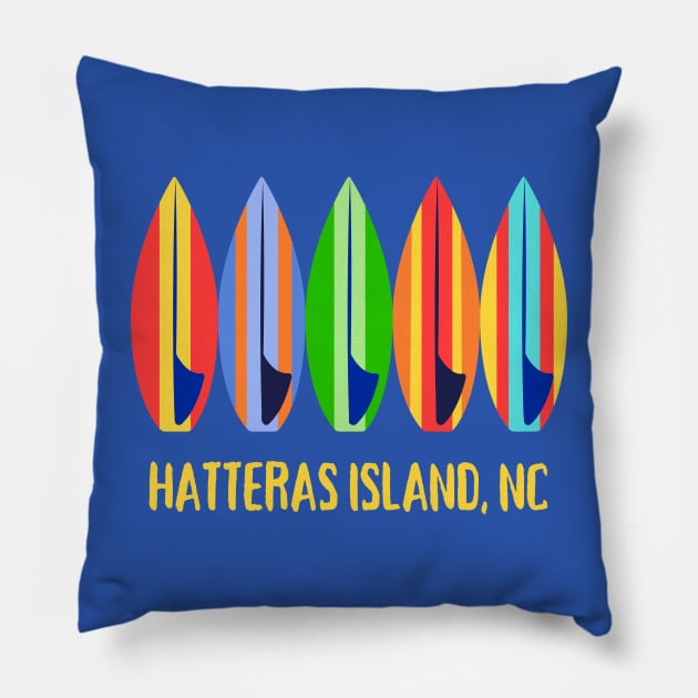 HATTERAS ISLAND SURFBOARDS Pillow by Trent Tides