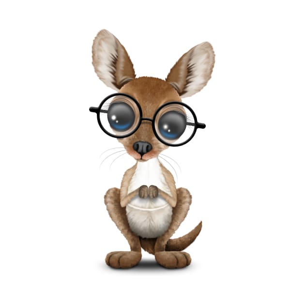 Cute Nerdy Kangaroo Wearing Glasses by jeffbartels