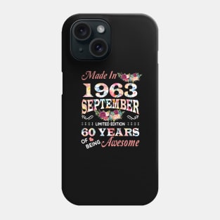 September Flower Made In 1963 60 Years Of Being Awesome Phone Case