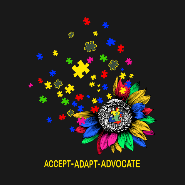 Cute Sunflower Accept Adapt Advocate Autism Awareness by Magazine