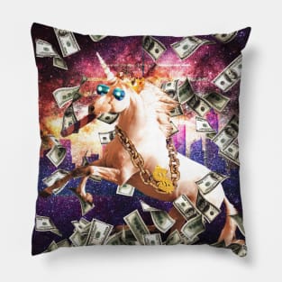 Bling Money Unicorn Thug Pillow