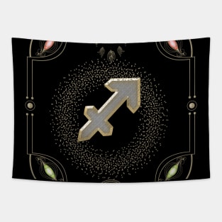 Golden zodiac sagittarius sign Tapestry