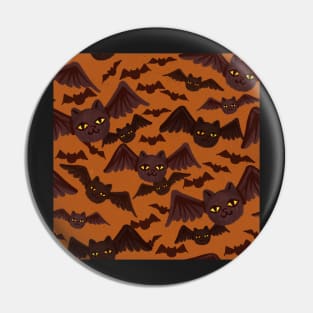 spooky halloween pattern with lots of cat-bats orange Pin