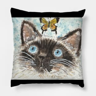 Siamese cat with the butterfly Pillow