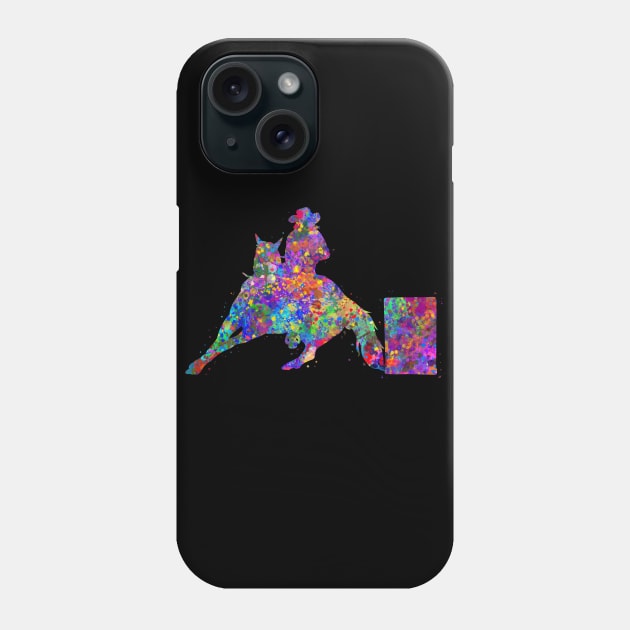 Barrel racing watercolor art Phone Case by Yahya Art