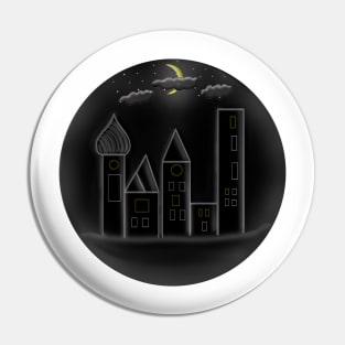 Night city and moonlight Pin