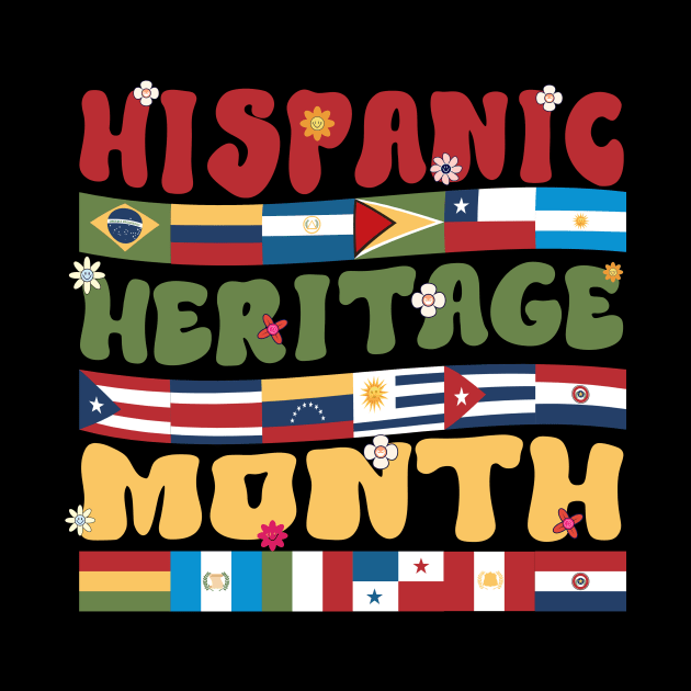 Hispanic Heritage Month Latino Countries Flag Retro Groovy by PaulAksenov