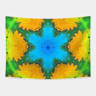 Psychedelic Hippie Blue Yellow and Green Tapestry