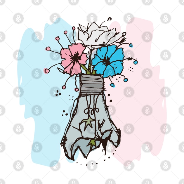 Light bulb with transgender flowers sketch by linespace-001